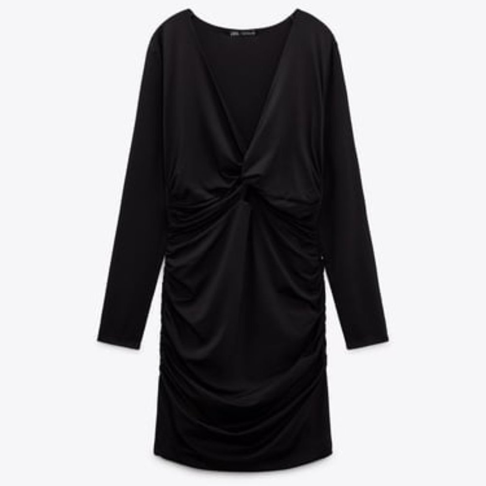 SHORT DRESS WITH RUCHING BLACK - REF. 2298/463